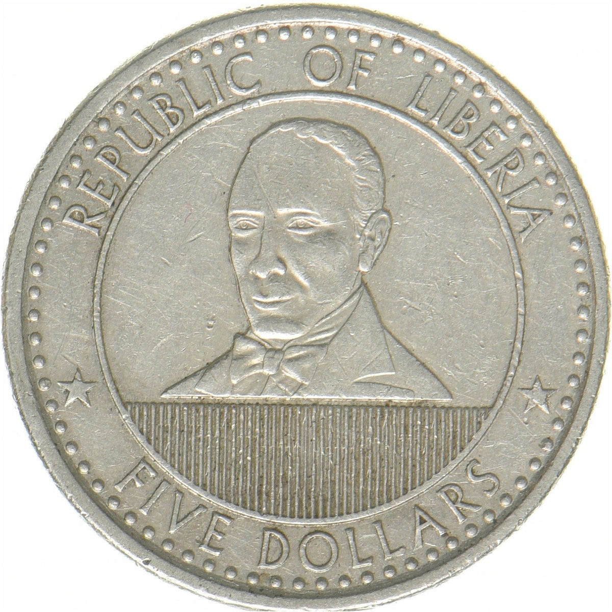 Liberia | 5 Dollars | Edward James Roye | Nickel plated steel | KM:1083 | 2022-2024