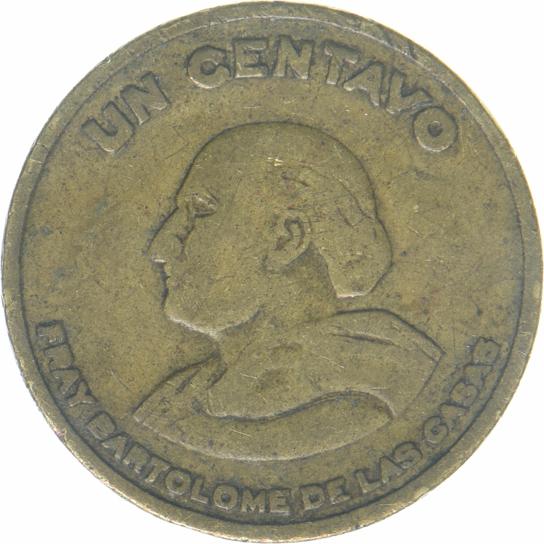Guatemala | 1 Centavo Coin | Fray Bartolomé | Km:254 | 1949 - 1954