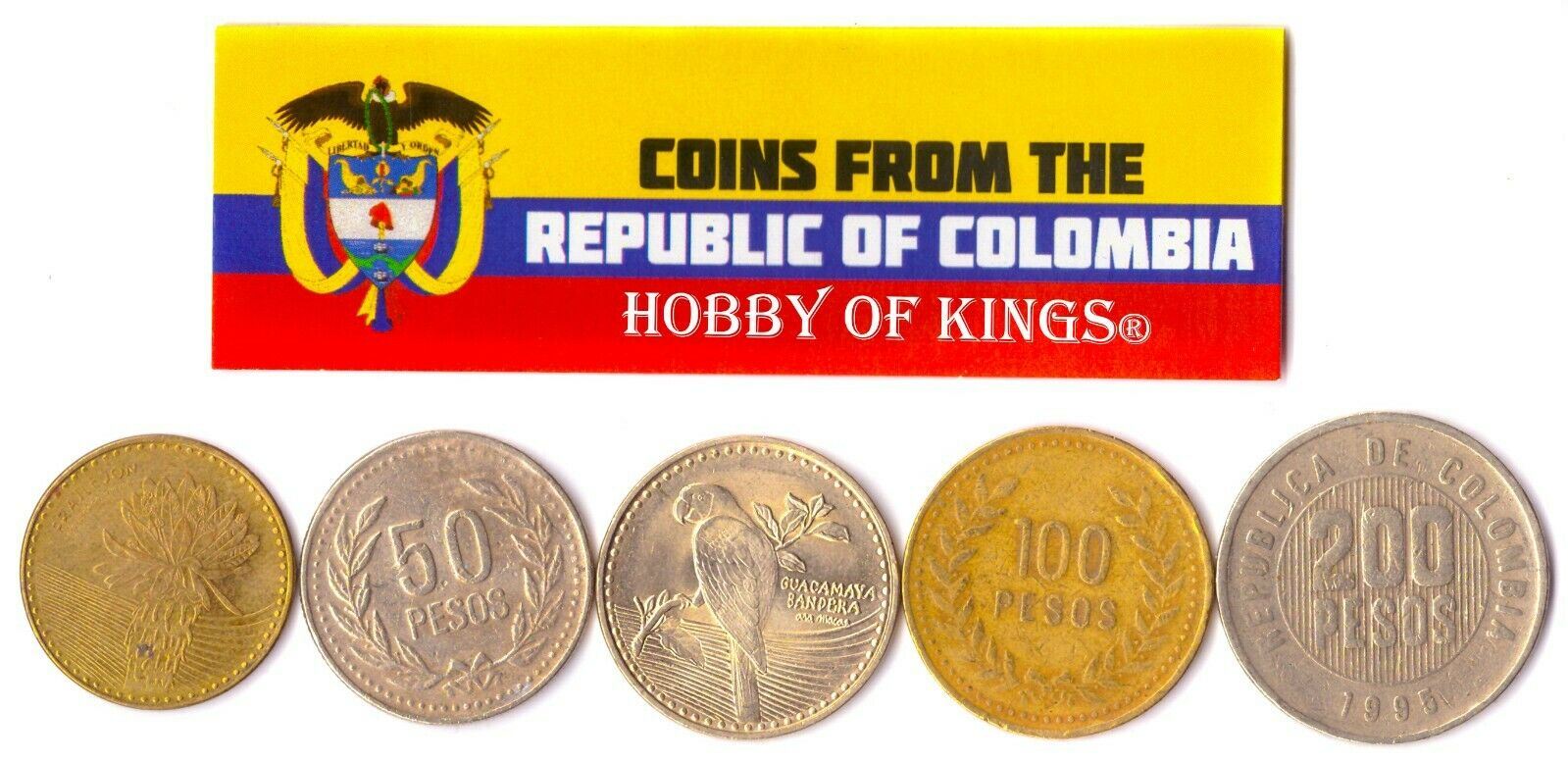 5 Mixed Coins From Colombia | Centavos - Pesos | 1959 - 2017