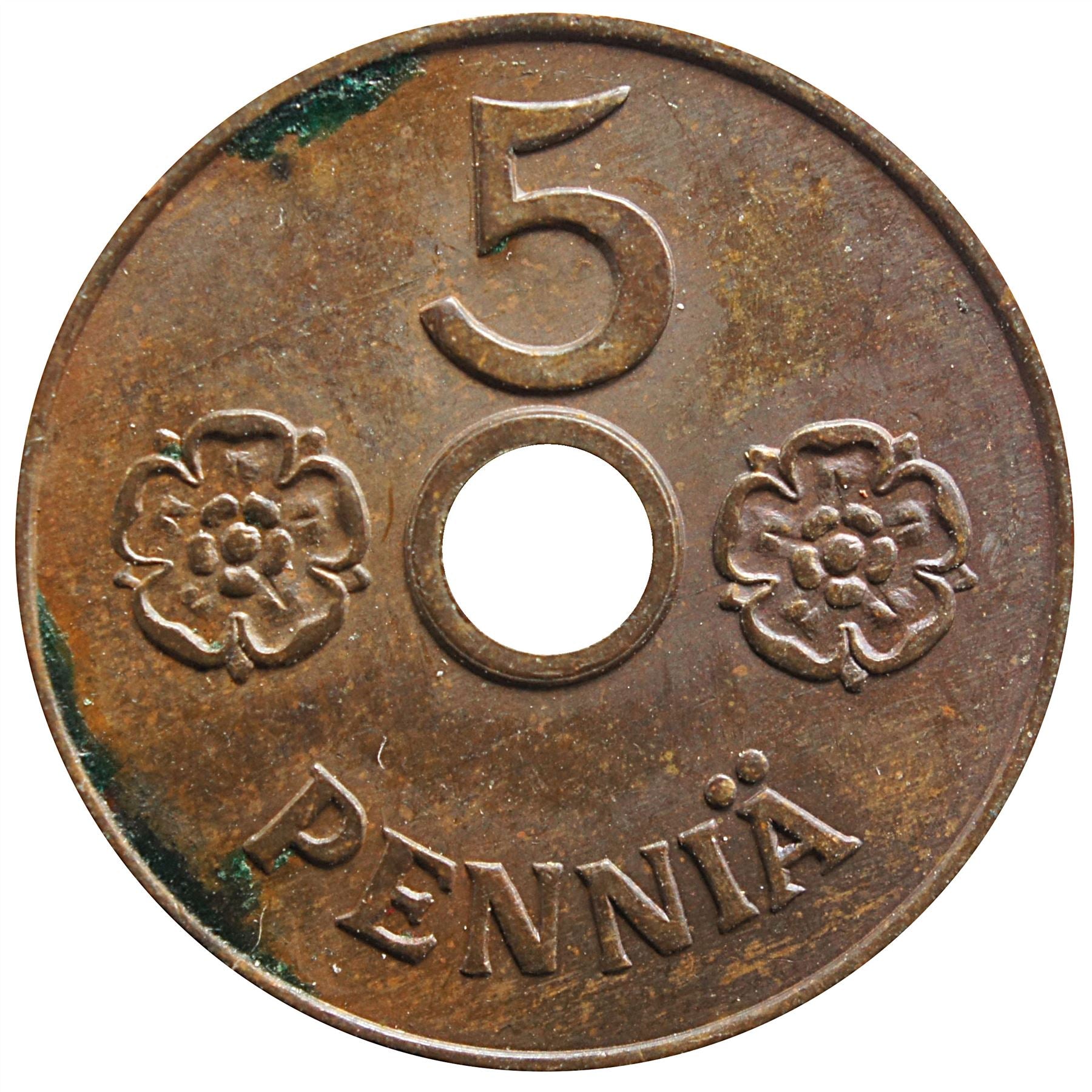 Finland | Finnish 5 Pennia Coin | Rose | KM64.1 | 1941 - 1943