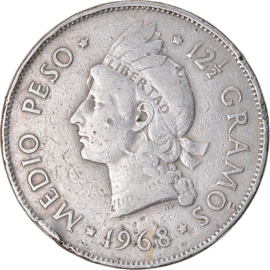 Dominican Republic 1/2 Peso Coin | Liberty | KM21a | 1967 - 1975