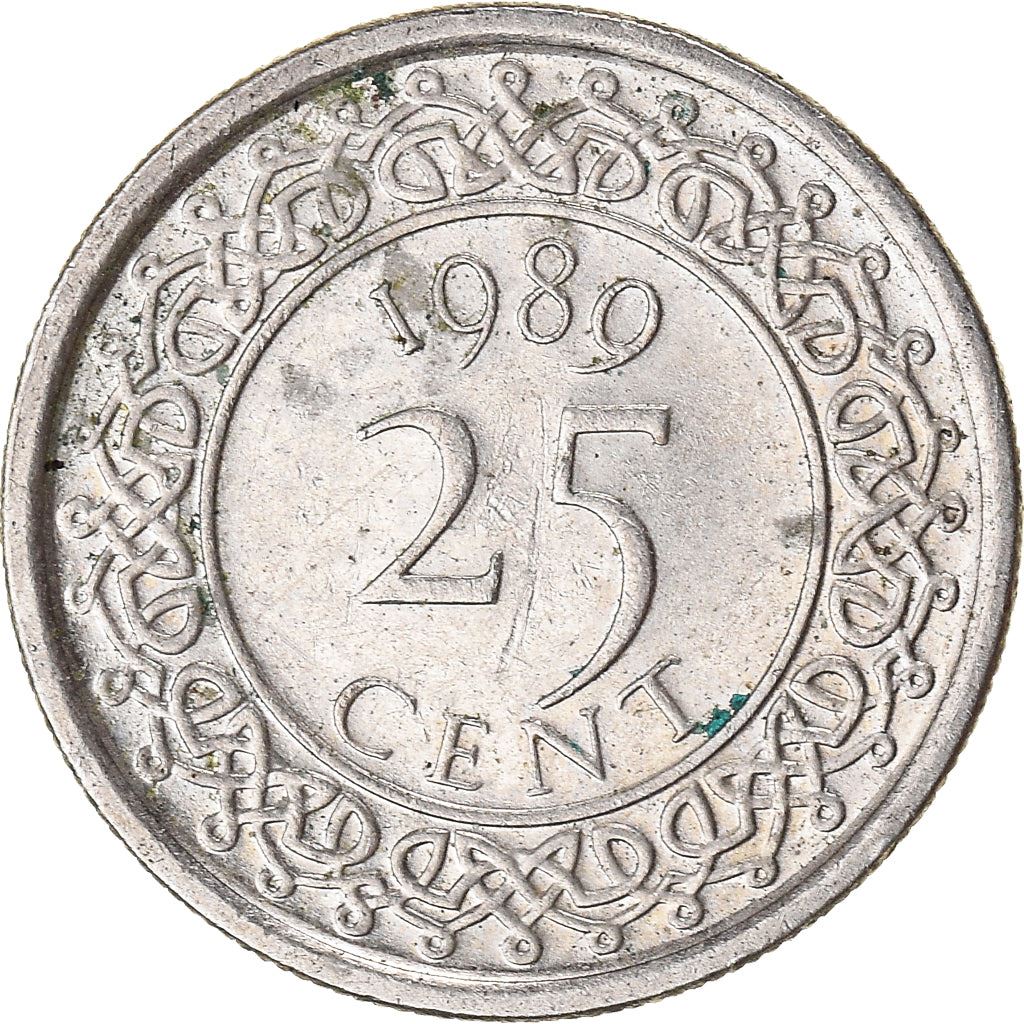 Suriname | 25 Cents Coin | Natives | Wreath | Km:14 | 1987 - 2017