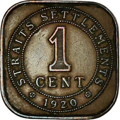 Straits Settlements | 1 Cent Coin | George V | KM:32 | 1919 - 1926