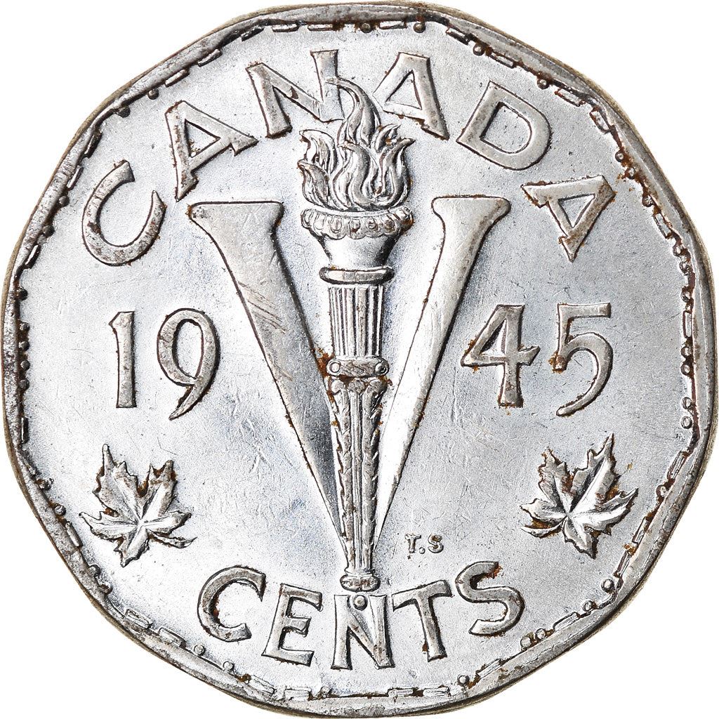 Canada | 5 Cents Coin | Chromium plated steel | KM:40a | 1944-1945
