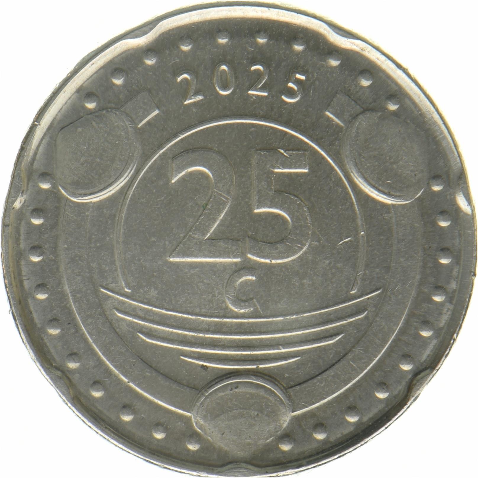 Niederlande › Niederländische Karibik › Curaçao | 25-Cent-Münze | Orangenblüte | 2025