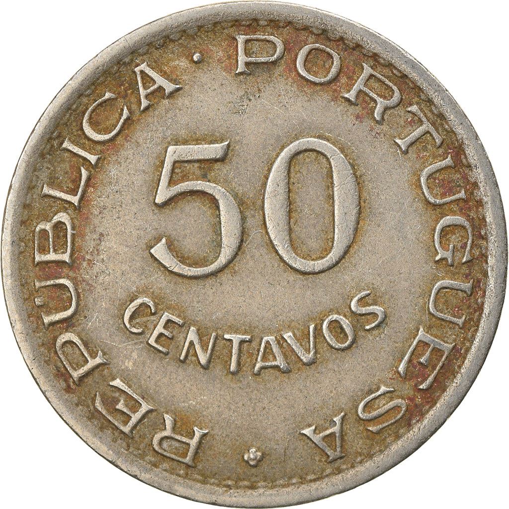 Angola | 50 Centavos Coin | Horse | Elephant | Shield | Km:72 | 1948 - 1950