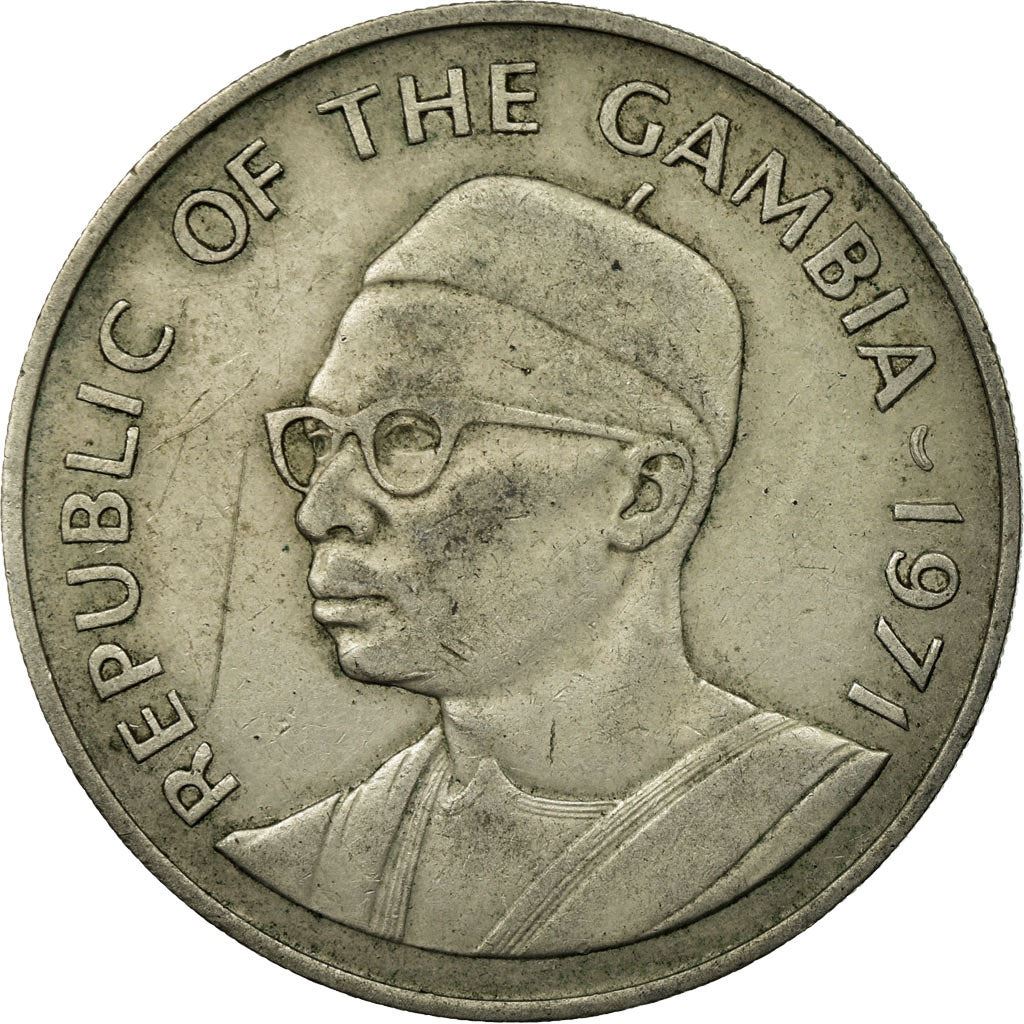 The Gambia | 1 Dalasi Coin | Slender-snouted crocodile | Km:13 | 1971