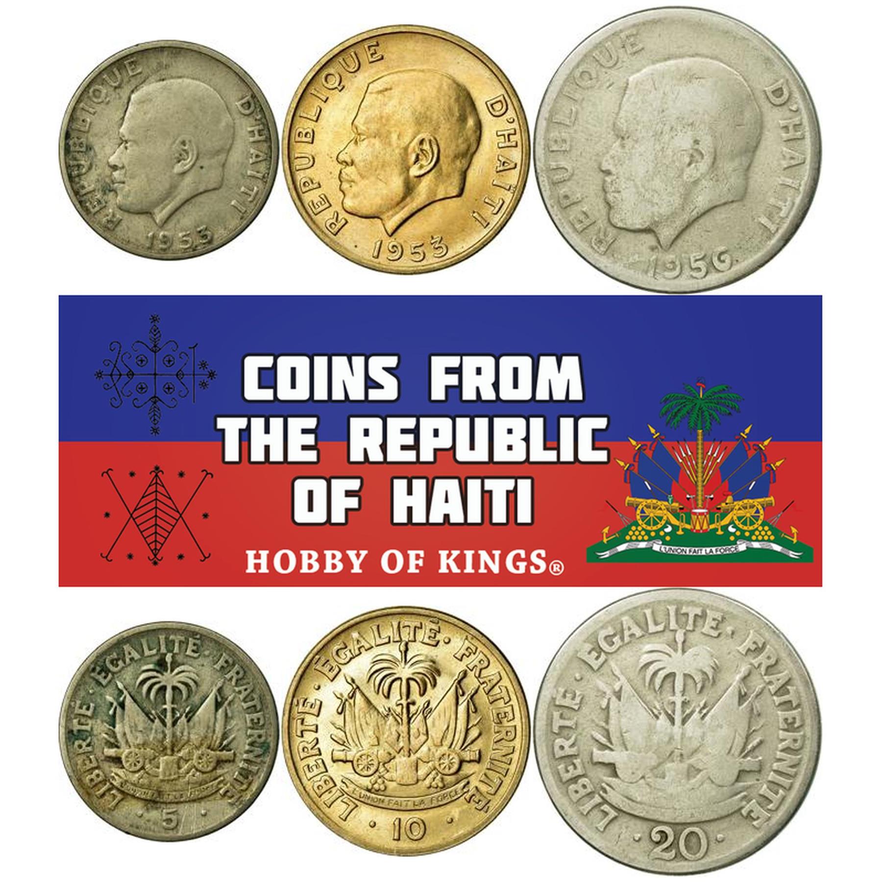 Haiti | 3 Coin Set | 5 10 20 Centimes | 1953 - 1956
