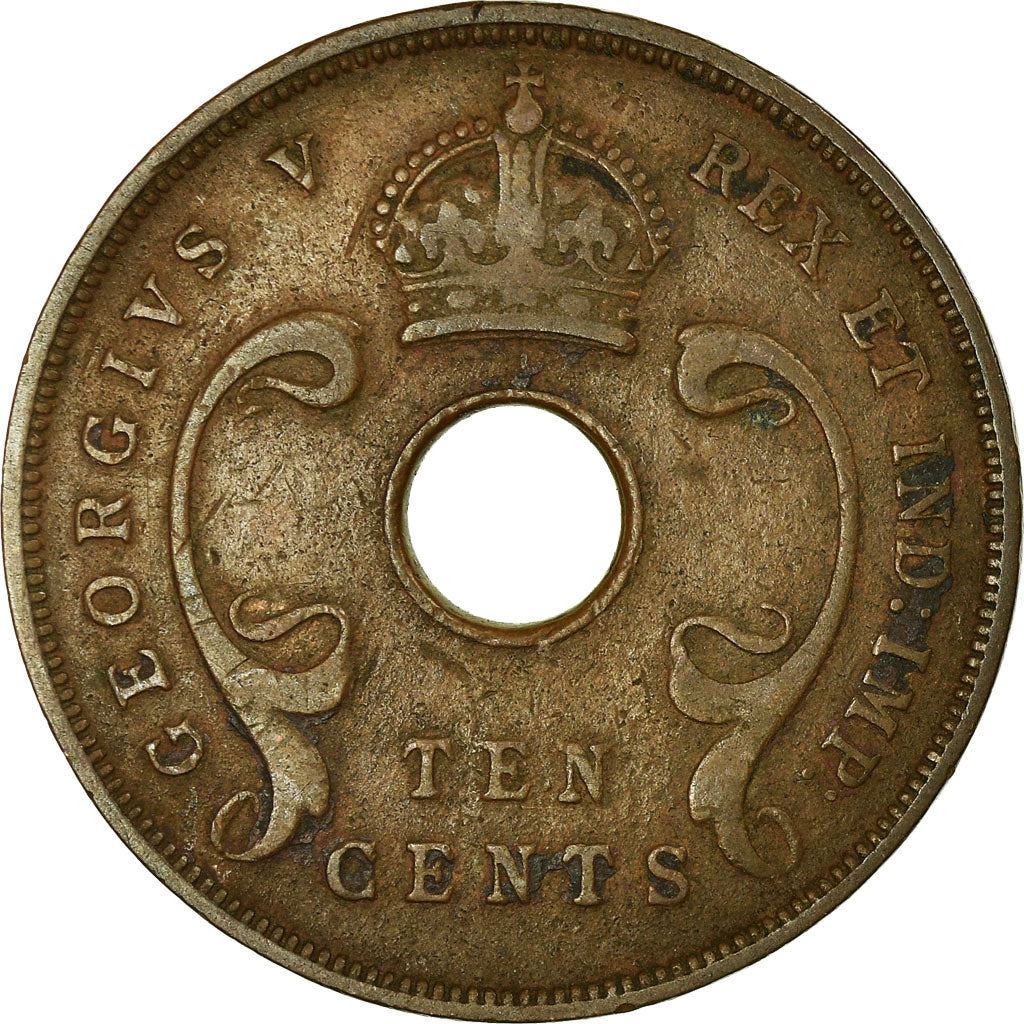 East Africa | 10 Cents Coin | Crown | Tusks | Km:19 | 1921 - 1936