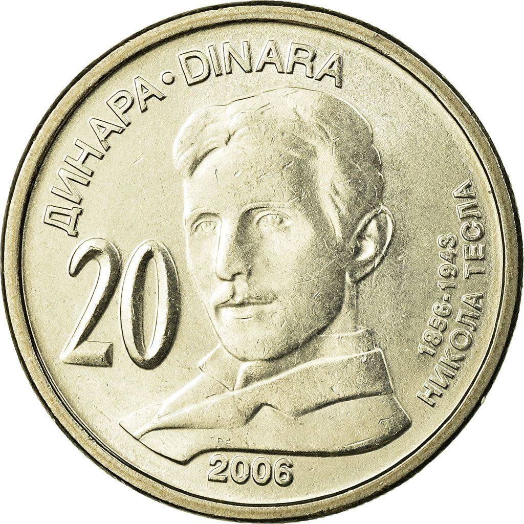 Serbia | 20 Dinara Coin | Nikola Tesla | KM42 | 2006