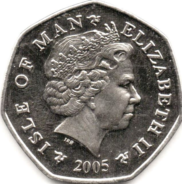Isle of Man 50 Pence Coin | Queen Elizabeth II | Christmas | Partridge | Pear Tree | KM1320 | 2005