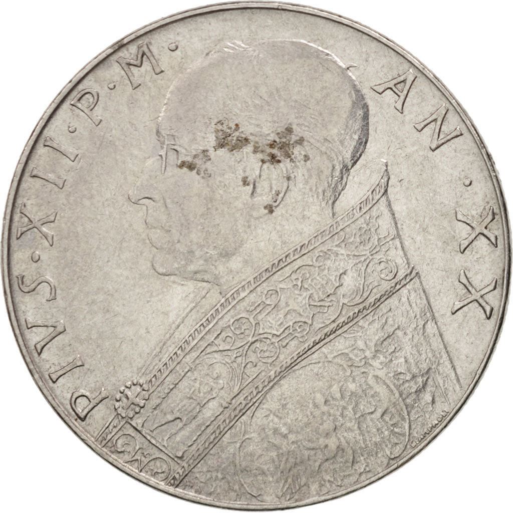 Vatican City | 100 Lire Coin | Pius XII | Km:55 | 1955 - 1958