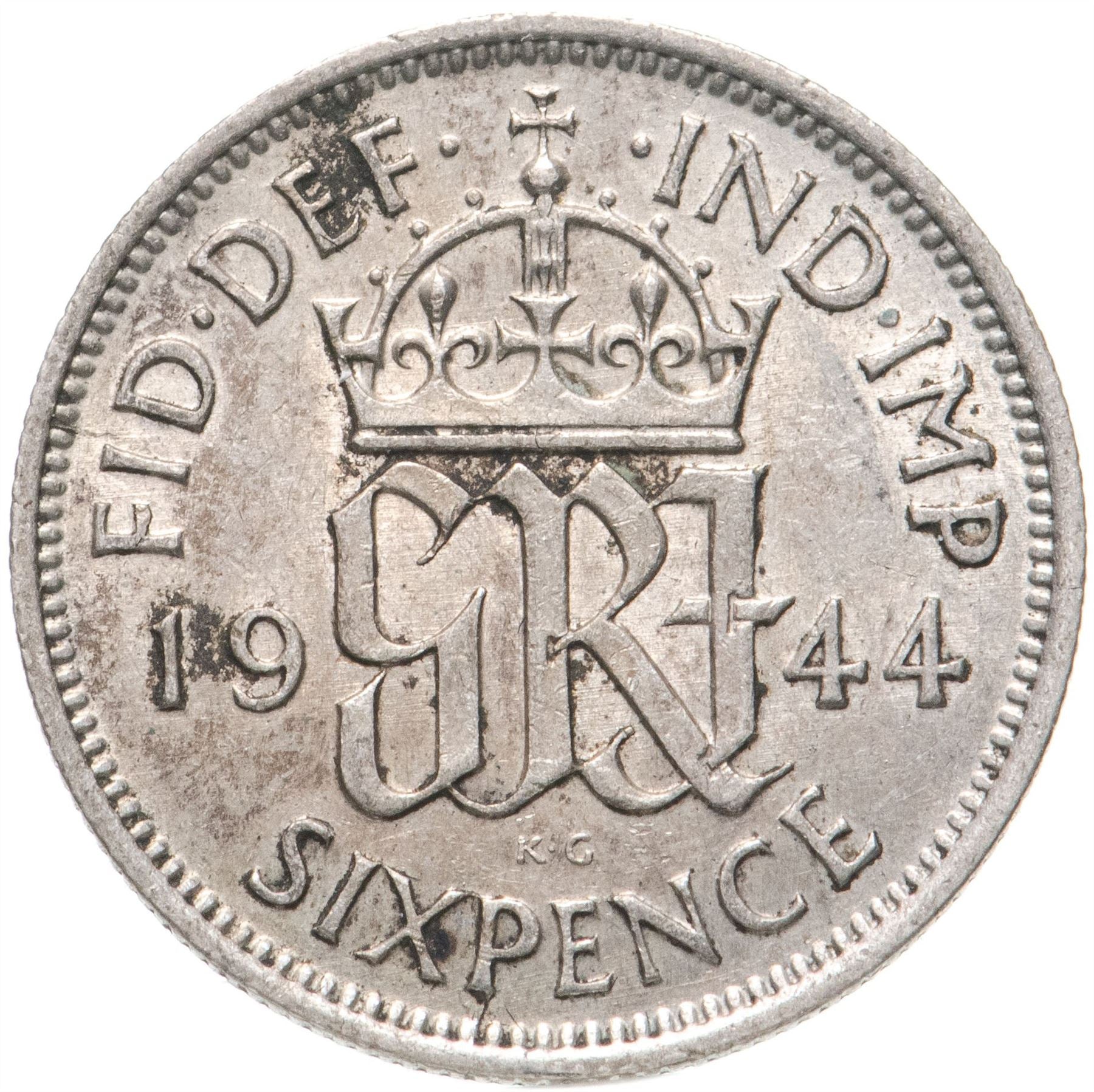 United Kingdom | 6 Pence Coin | George VI | KM:852 | 1937 - 1946