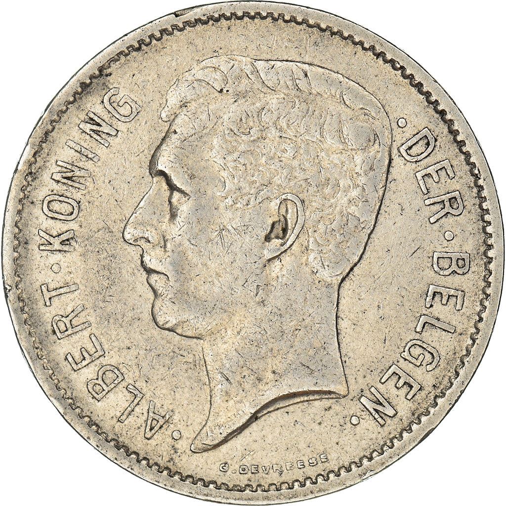 Belgian 1 Belga / 5 Francs Coin | Albert I Belgie | Star | Olive | KM98 | 1930 - 1933
