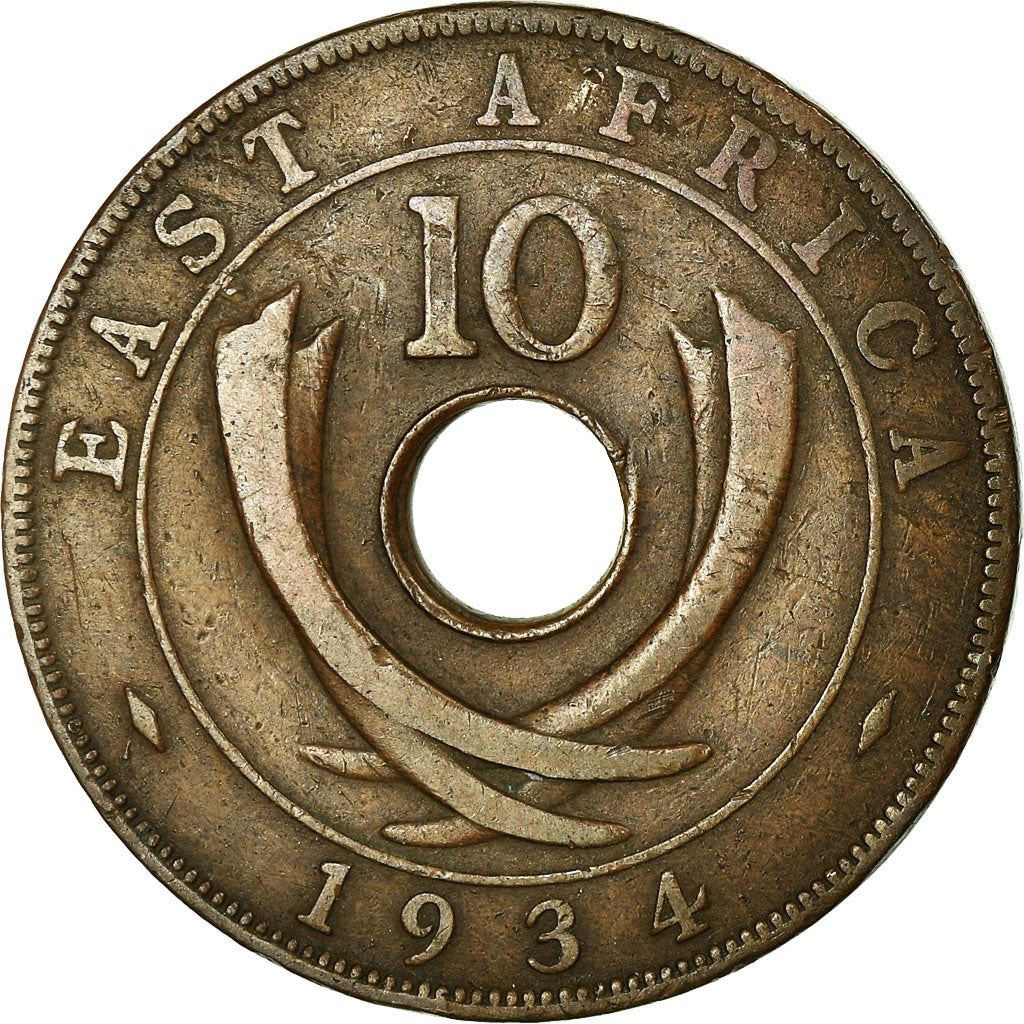East Africa | 10 Cents Coin | Crown | Tusks | Km:19 | 1921 - 1936