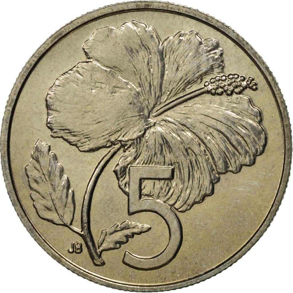 Cook Islands | 5 Cents Coin | Elizabeth II | Hibiscus | KM:3 | 1972 - 1983