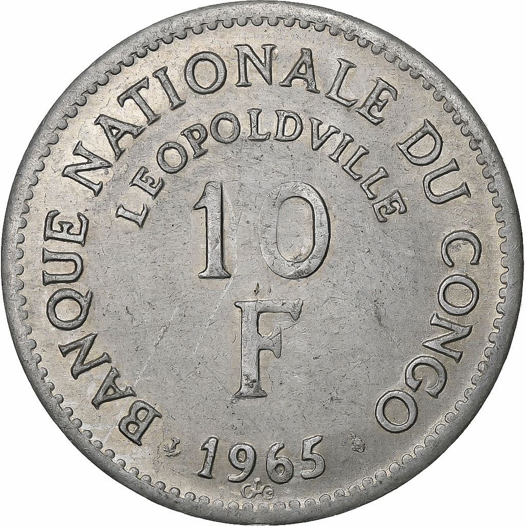 Congo-Leopoldville | 10 Francs Coin | Lion | Km:1 | 1965