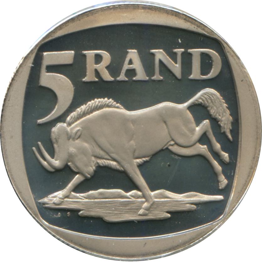 South Africa | 5 Rand Coin | Animals | Wildebeest | Gnu | Km:274 | 2002