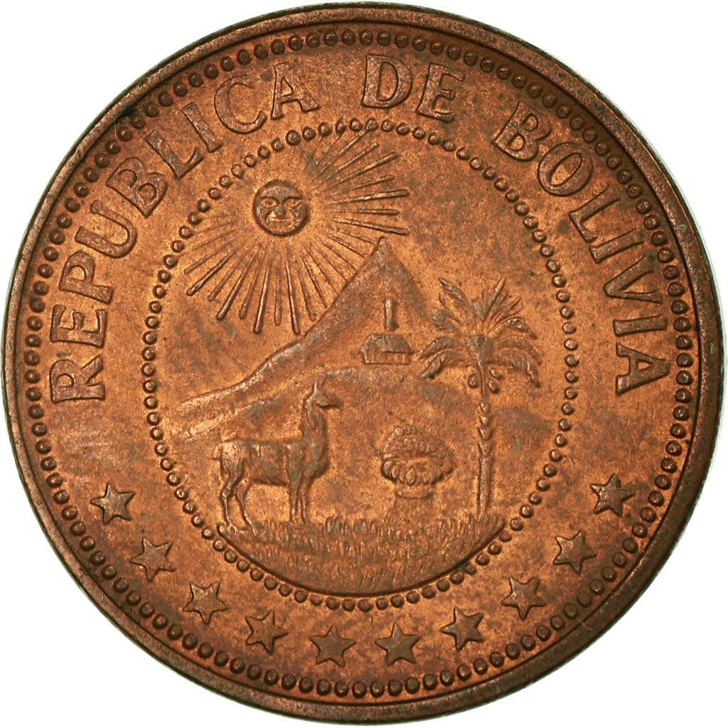 Bolivia | 10 Centavos | Copper clad steel | Coat of Arms | KM:188 | 1965-1973