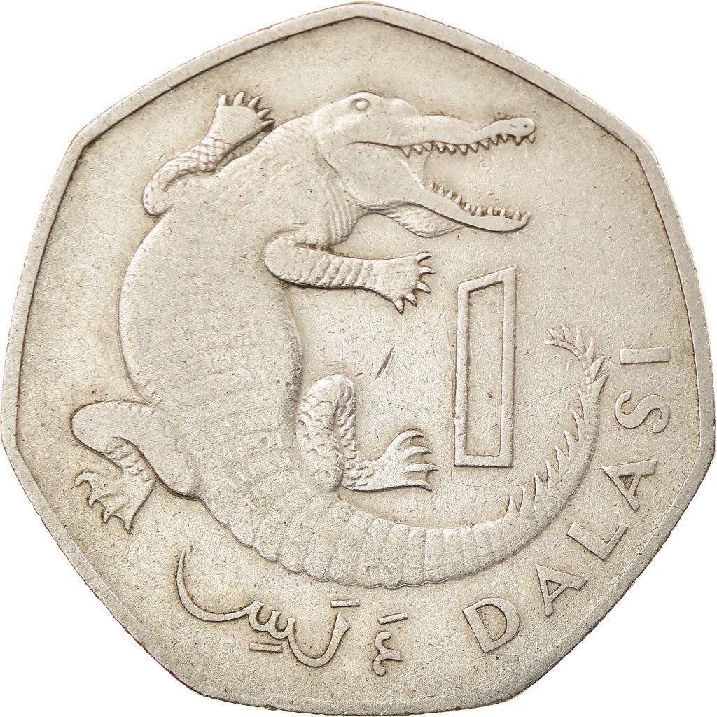 Gambia 1 Dalasi Coin | Crocodile | President Dawda Jawara | KM29 | 1987