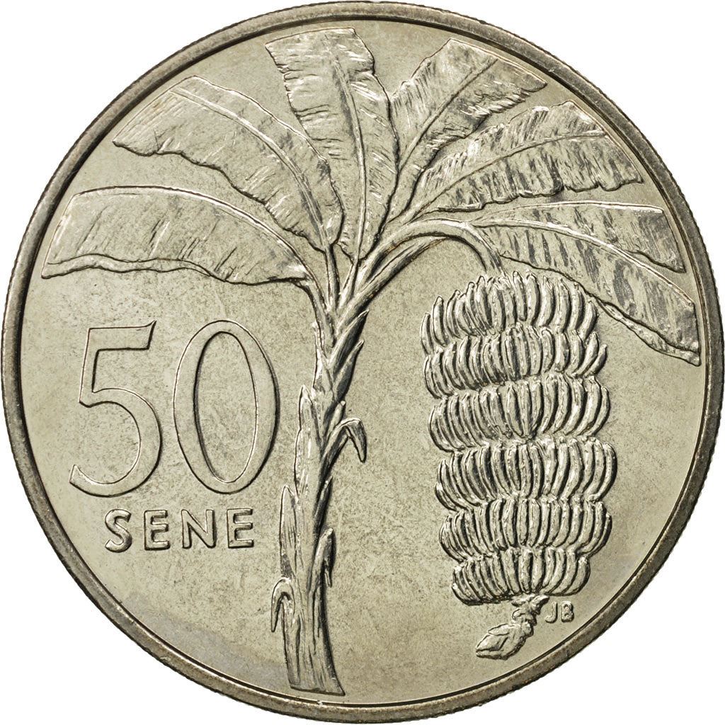 Samoa | 50 Sene Coin | Malietoa Tanumafili II | Banana Tree | KM:17 | 1974 - 2000