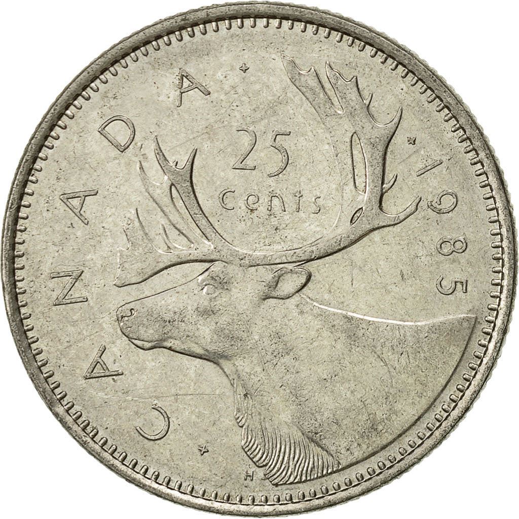 Kanada Monetos Kanados 25 Centai | Karalienė Elžbieta II | Elnias | KM74 | 1979 - 1989