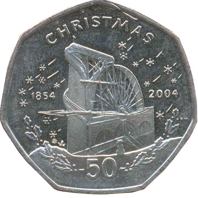 Isle of Man 50 Pence Coin | Queen Elizabeth II | Christmas | KM1262 | 2004
