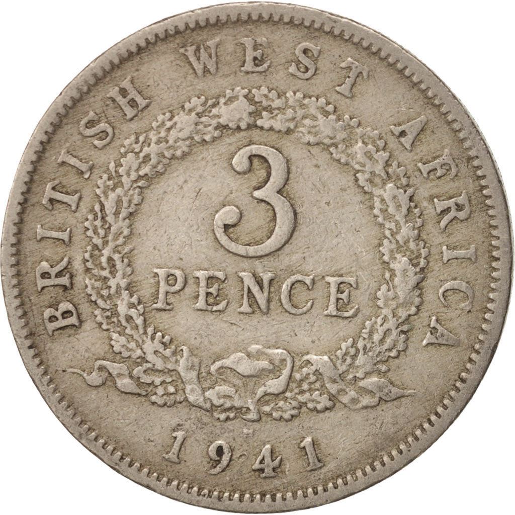 British West Africa | 3 Pence Coin | George VI | Wreath | Km:21 | 1938 - 1947