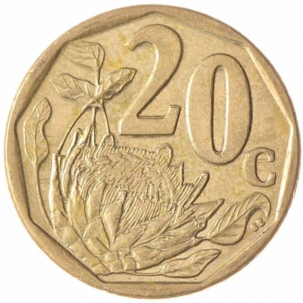 South Africa | 20 Cents Coin | Flowers | King Protea | Km:270 | 2015