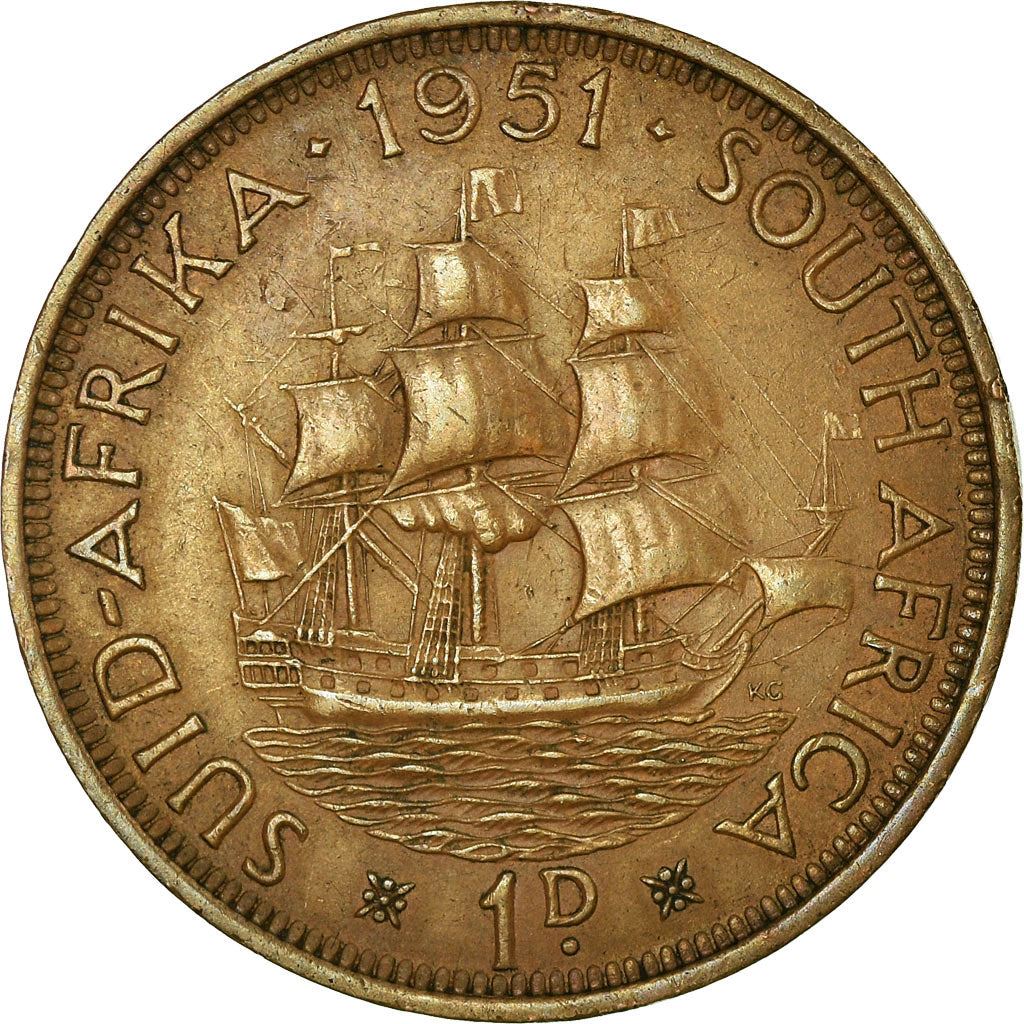 South Africa 1 Penny Coin | George VI SUID AFRIKA - SOUTH AFRICA | KM34.2 | 1951 - 1952