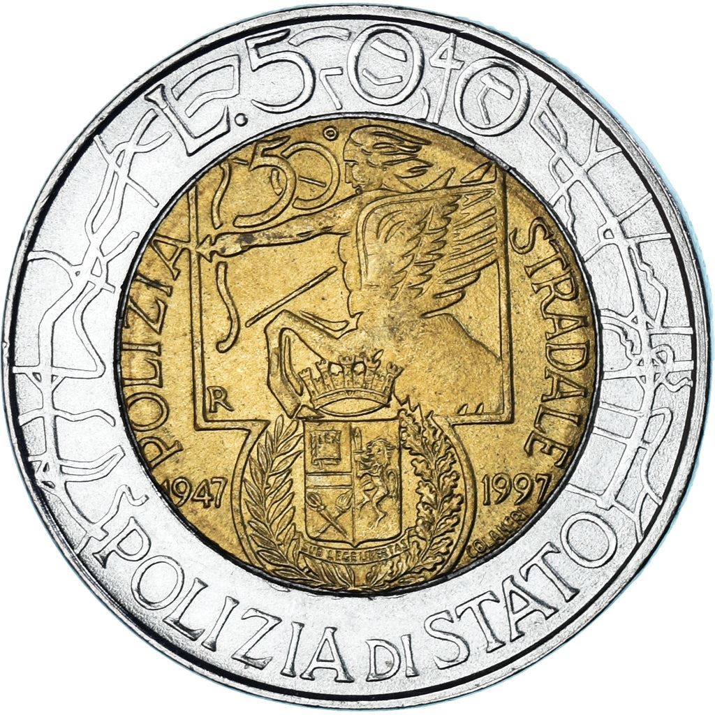 Italy | 500 Lire Coin | Traffic Police | Km:187 | 1997