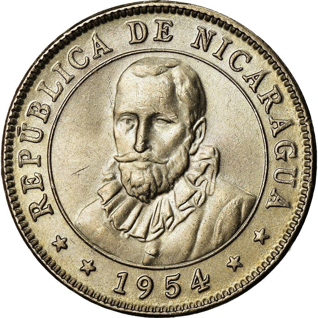 Nicaragua | 10 Centavos Coin | Explorer | Sun | Volcanos | Km:17.1 | 1939 - 1956