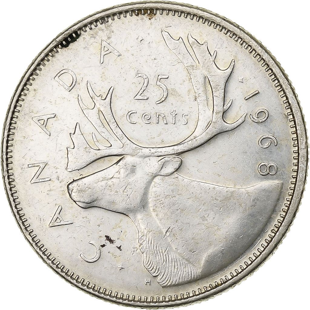 Canada | 25 cent mønt | Sølv | 2. portræt | KM:62a | 1968
