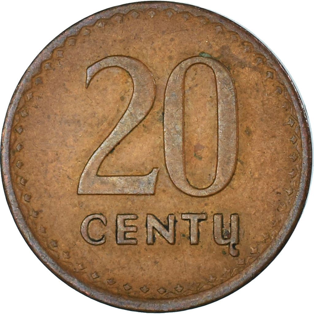 Lithuania | 20 Centų Coin | Bronze | Horse or equine | Coat of Arms | KM:89 | 1991