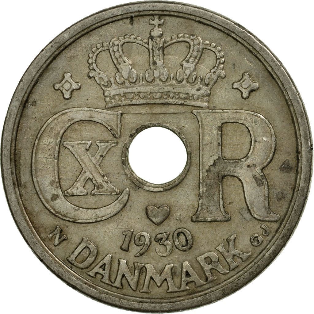 デンマーク | 25オーレ硬貨 | モノグラム | Km:823 | 1924 - 1947
