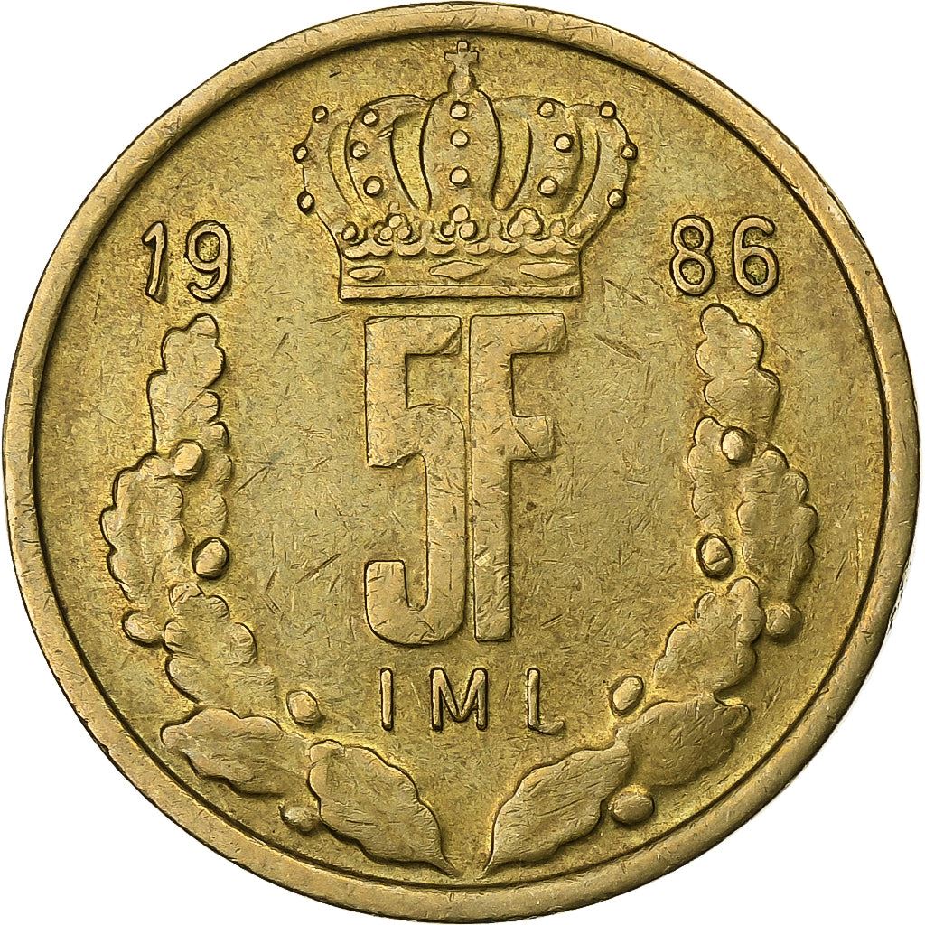 Luxembourg | 5 Francs | Monarch | Aluminium-nickel bronze | KM:60 | 1986-1988
