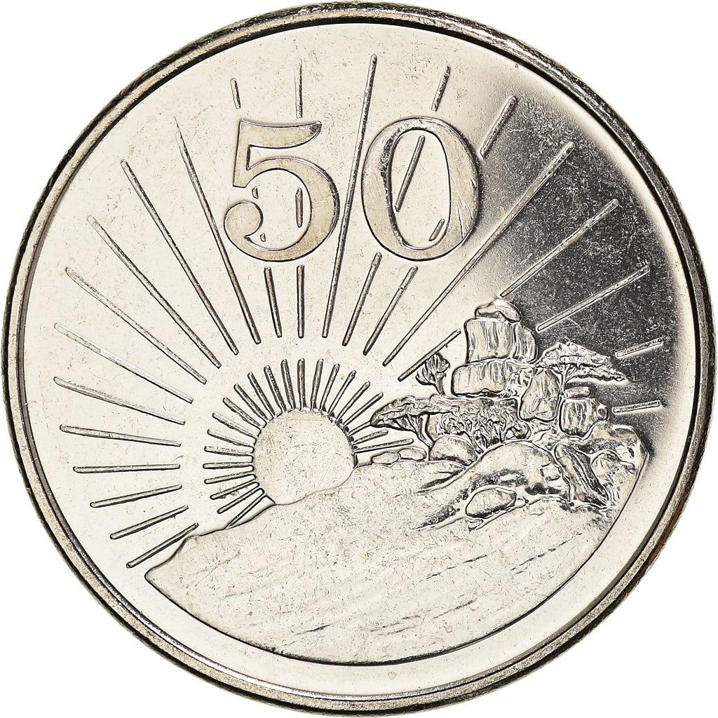 Zimbabwe 50 Cents Coin | Bateleur Eagle | Sun | Independence | KM5a | 2001 - 2003
