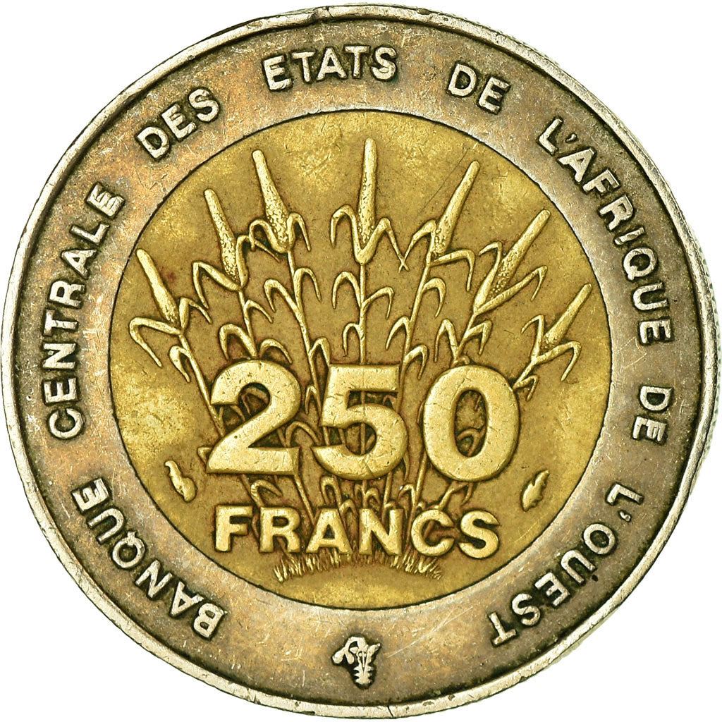 Western African States | 250 Francs Cfa Coin | Emblem of Central Bank | Africa | Corn | Km:13 | 1992 - 1996