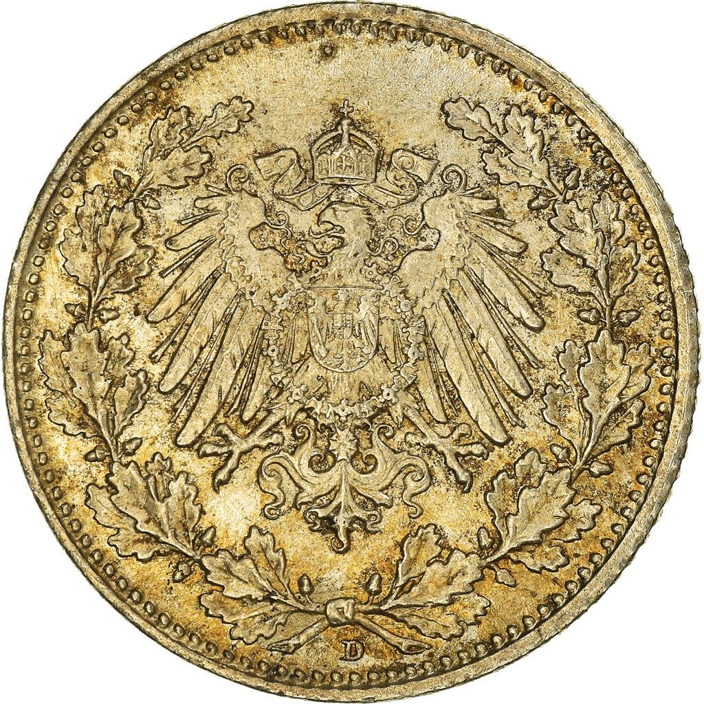 German Empire 1/2 Mark Coin | Deutsches Reich | Wilhelm II | Type 2 | KM17 | 1905 - 1919