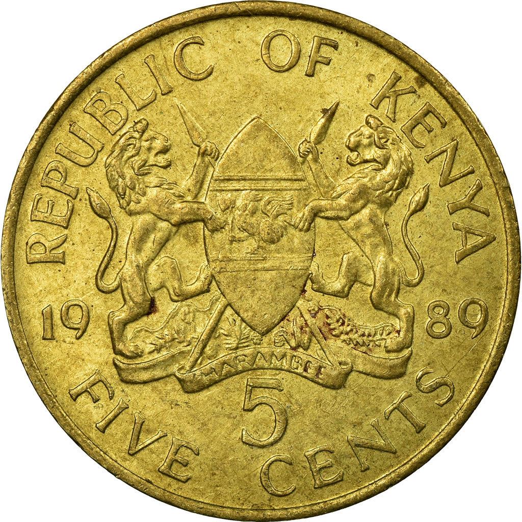 Kenya 5 Cents | President of Kenya 1989 - 2002 Coin | KM17 | 1978 - 1991