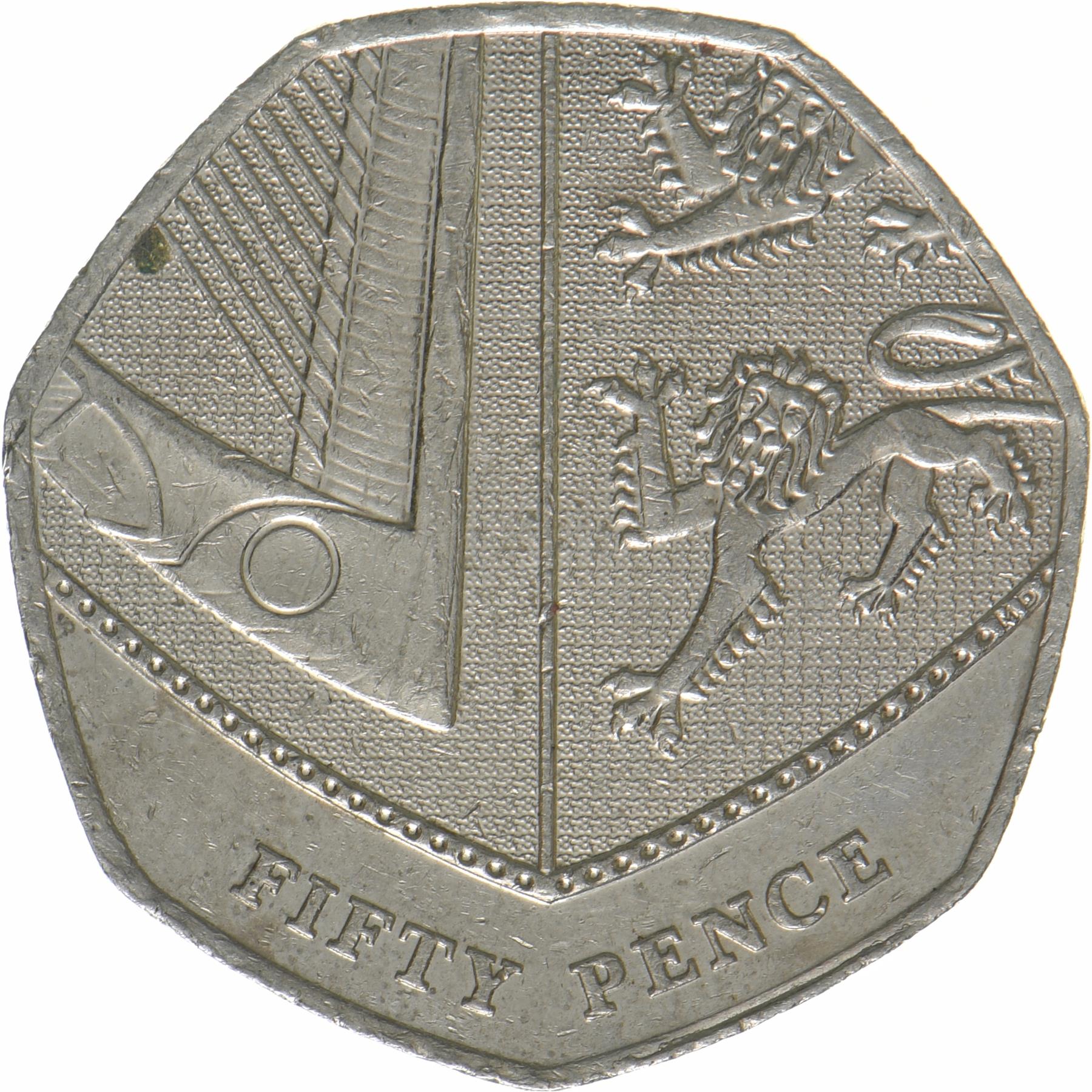 United Kingdom | 50 Pence Coin | Elizabeth II | KM:1337 | 2015 - 2022
