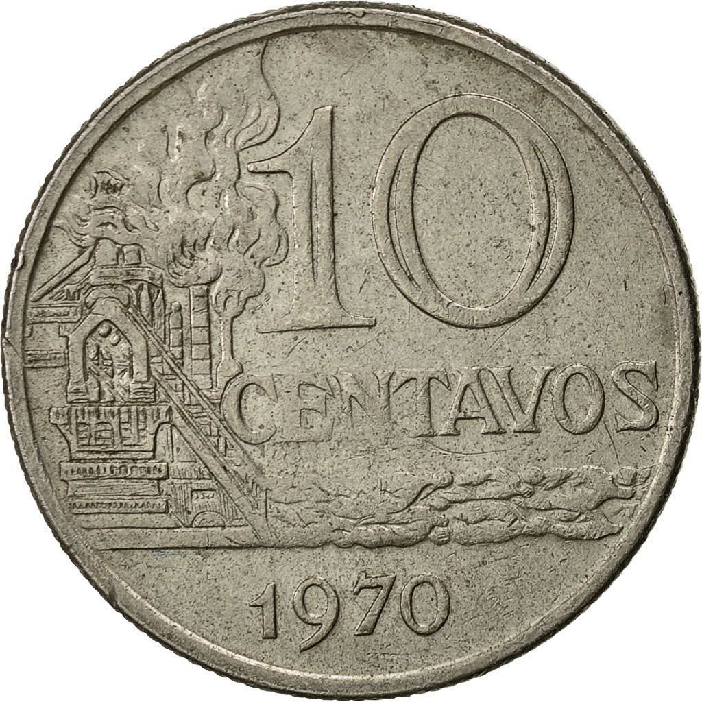 Brazil | 10 Centavos Coin | Effigy | Km:578 | 1967 - 1970