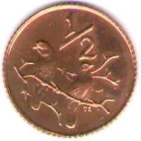 South Africa | 1/2 Cent Coin | Jacobus Johannes Fouche | Birds | Sparrows | Km:90 | 1976