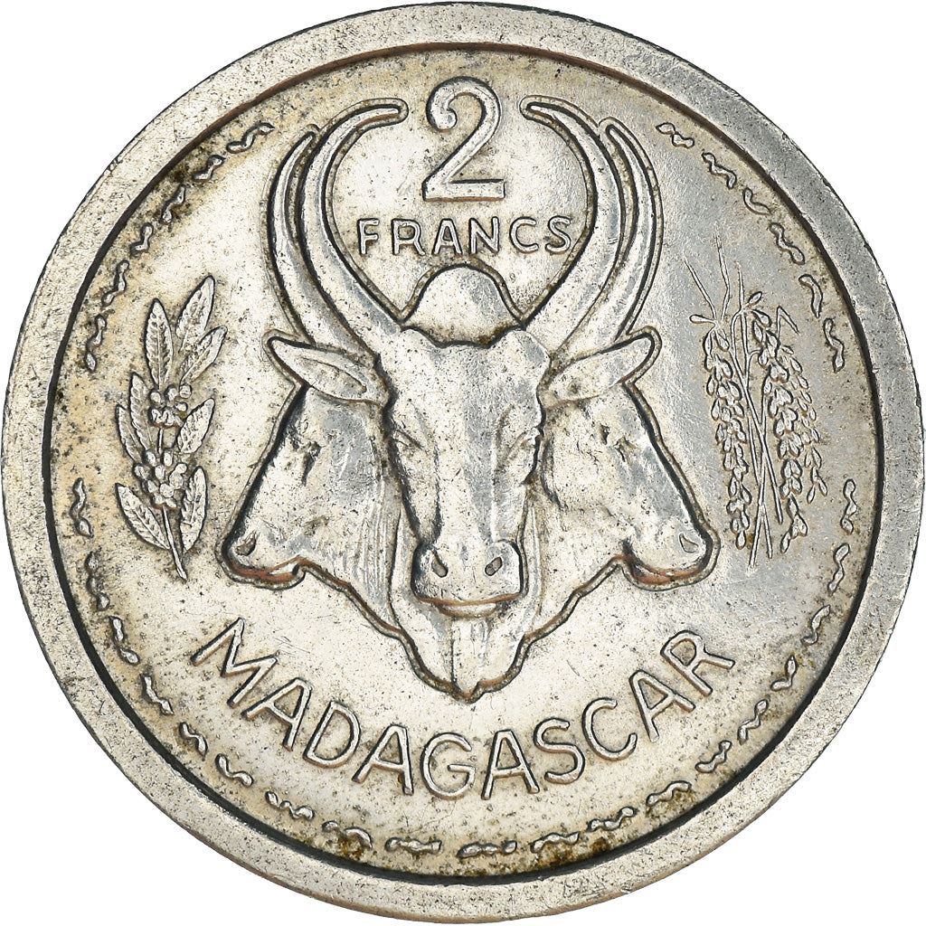 Madagascar | 2 Francs Coin | Marianne | Zebu | Km:4 | 1948
