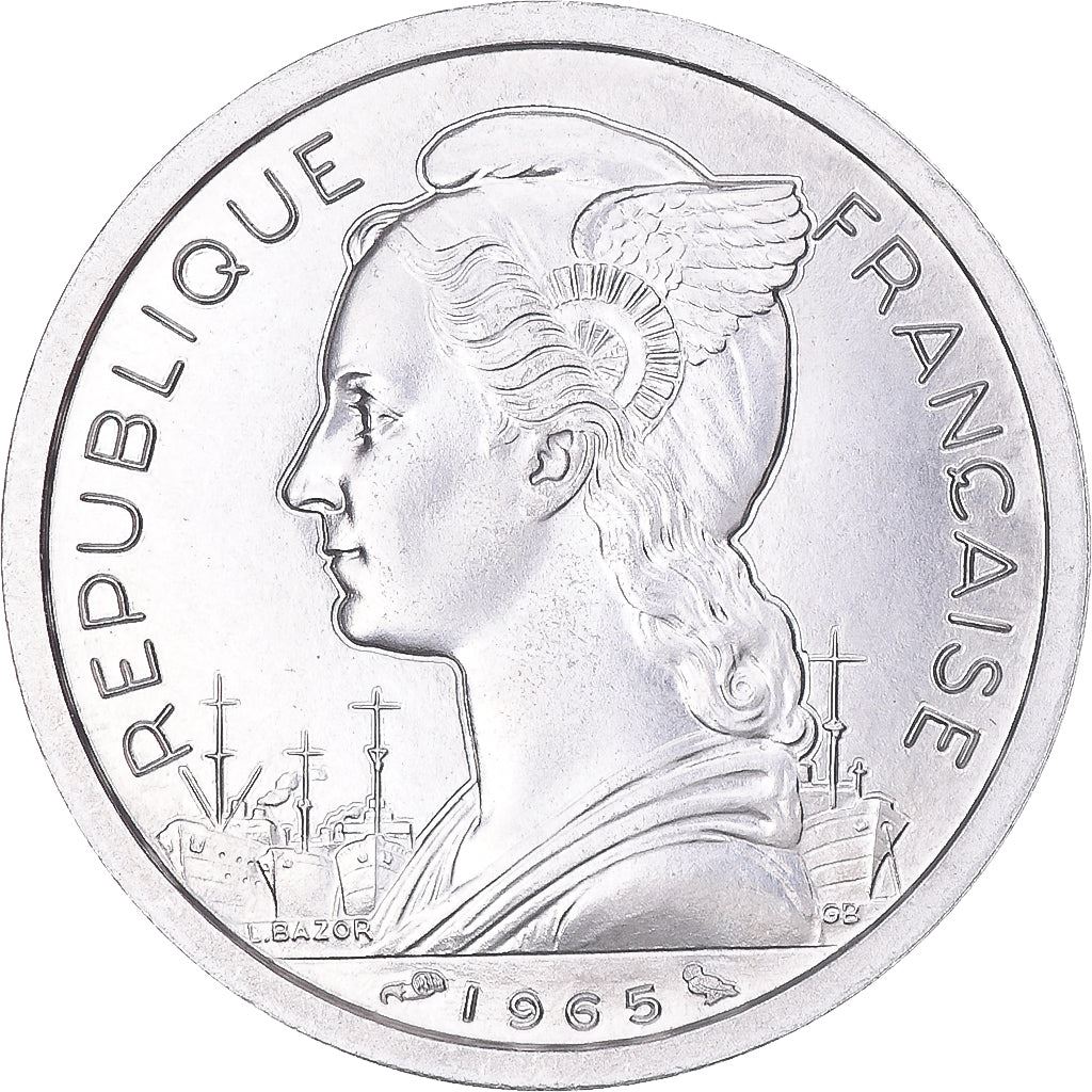 French Somaliland | 2 Francs Coin | Marianne | Waterbuck | Km:9 | 1959 - 1965