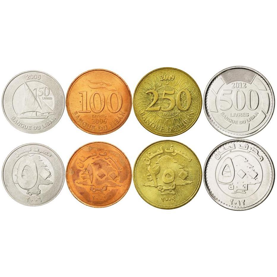 Lebanon | 4 Coin Set | 50 Lirah / 100 Lirah / 250 Lirah / 500 Lirah / Livres | 2006 - 2018