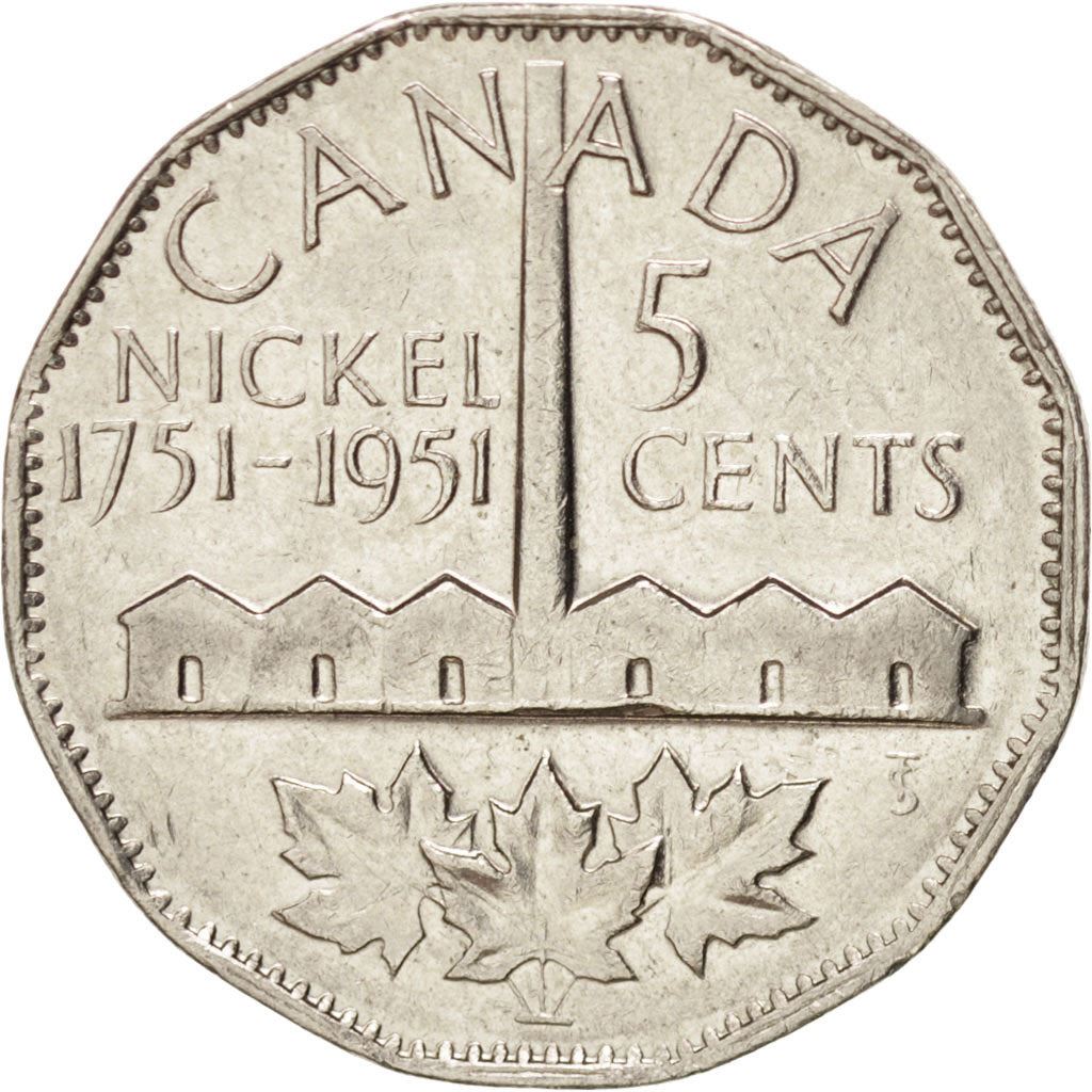 Canada | 5 Cents Coin | Discovery of Nickel | Nickel | KM:48 | 1951
