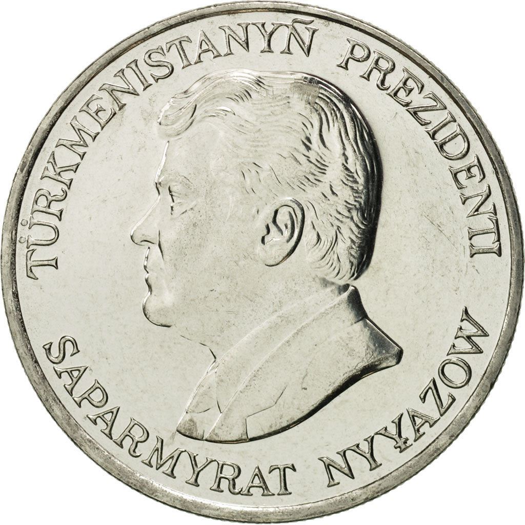 Moeda de 50 Tenne do Turcomenistão | Saparmurat Niyazov | Cornucópia | KM5 | 1993