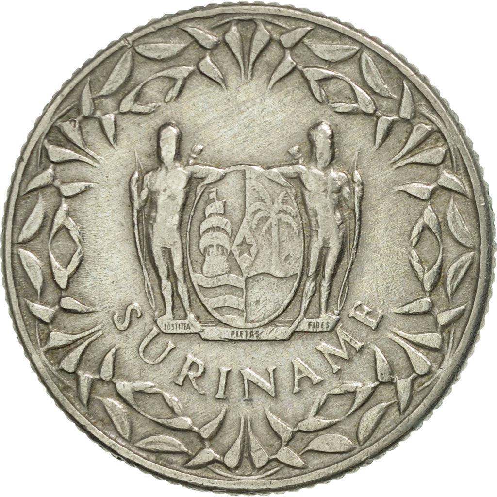 Suriname | 25 Cents Coin | Natives | Wreath | Km:14 | 1962 - 1986