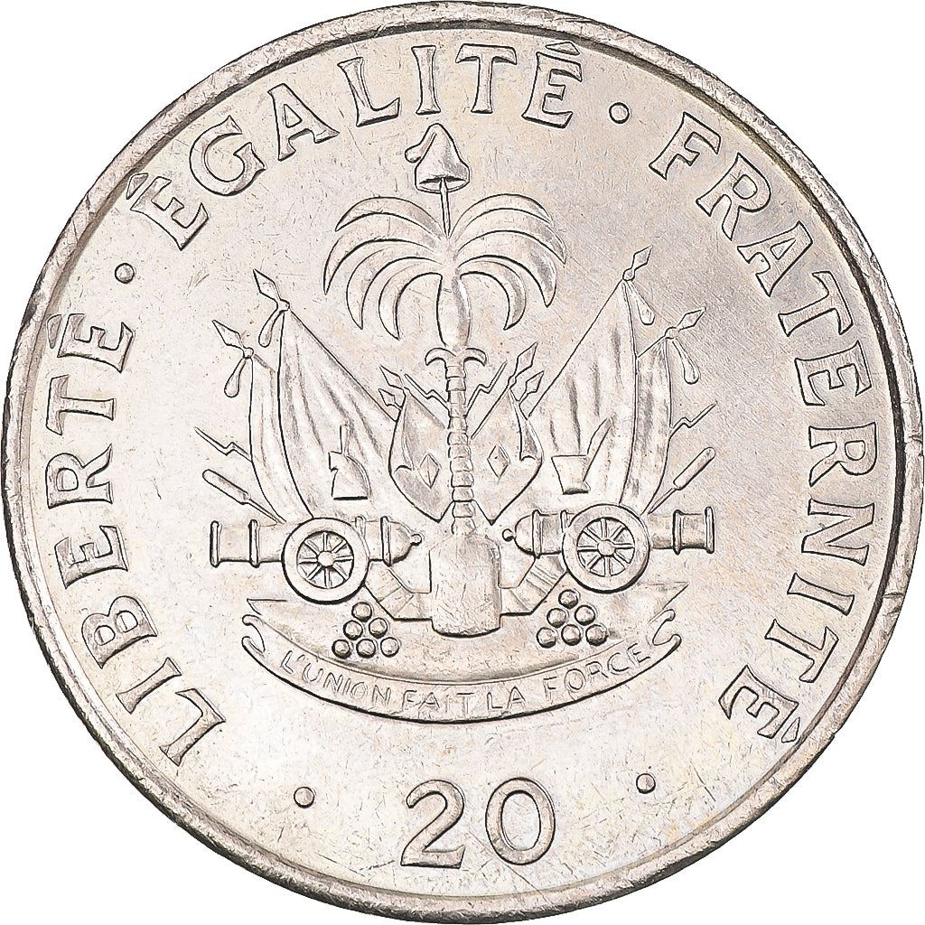Haiti | 20 Centimes Coin | Charlemagne Peralte | Cannon | Km:152 | 1986 - 1991